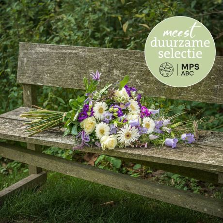 Boeket Groen Gekeurd pastel rouwboeket