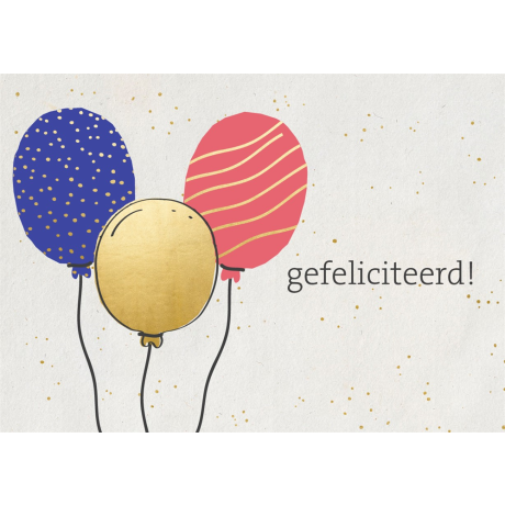 Wenskaart gefeliciteerd met balonnen
