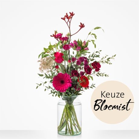 Boeket Plukboeket rood - Keuze bloemist