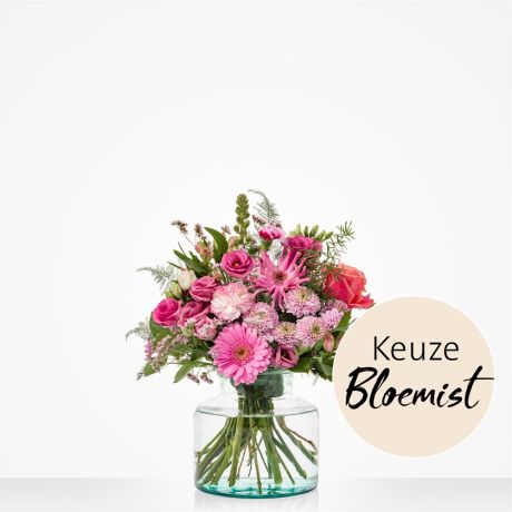 Boeket Rond boeket roze - Keuze bloemist